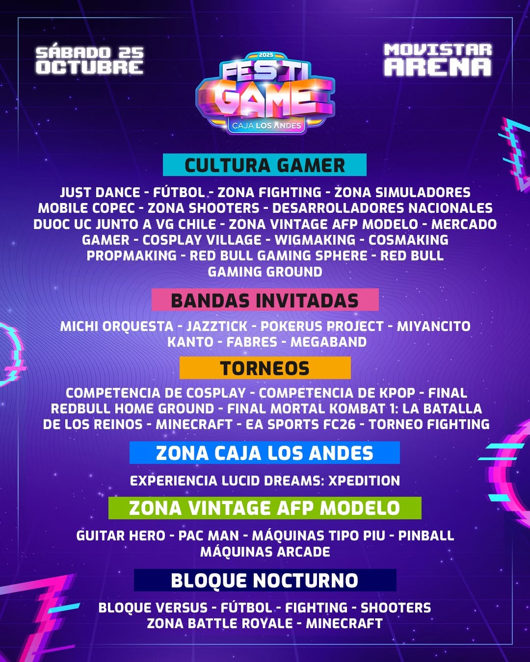 Parrilla de Invitados y Actividades de Festigame 2025